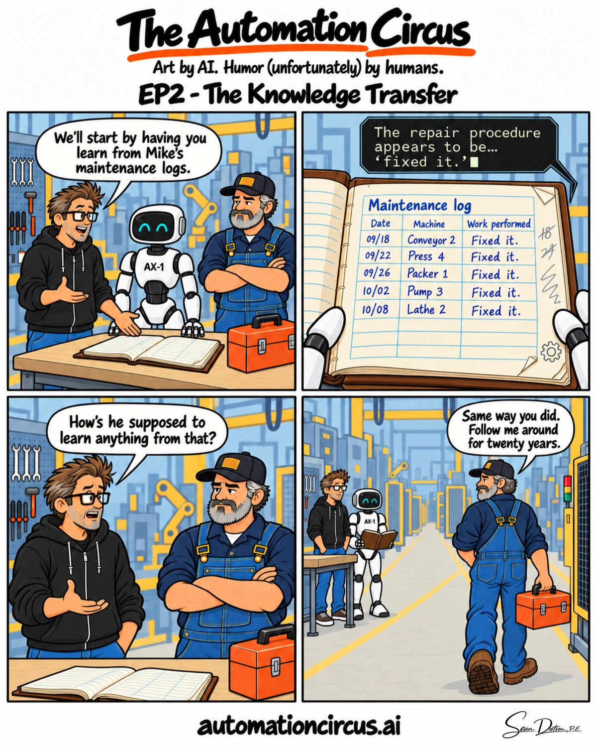 EP02 — The Knowledge Transfer. Complete four-panel strip.