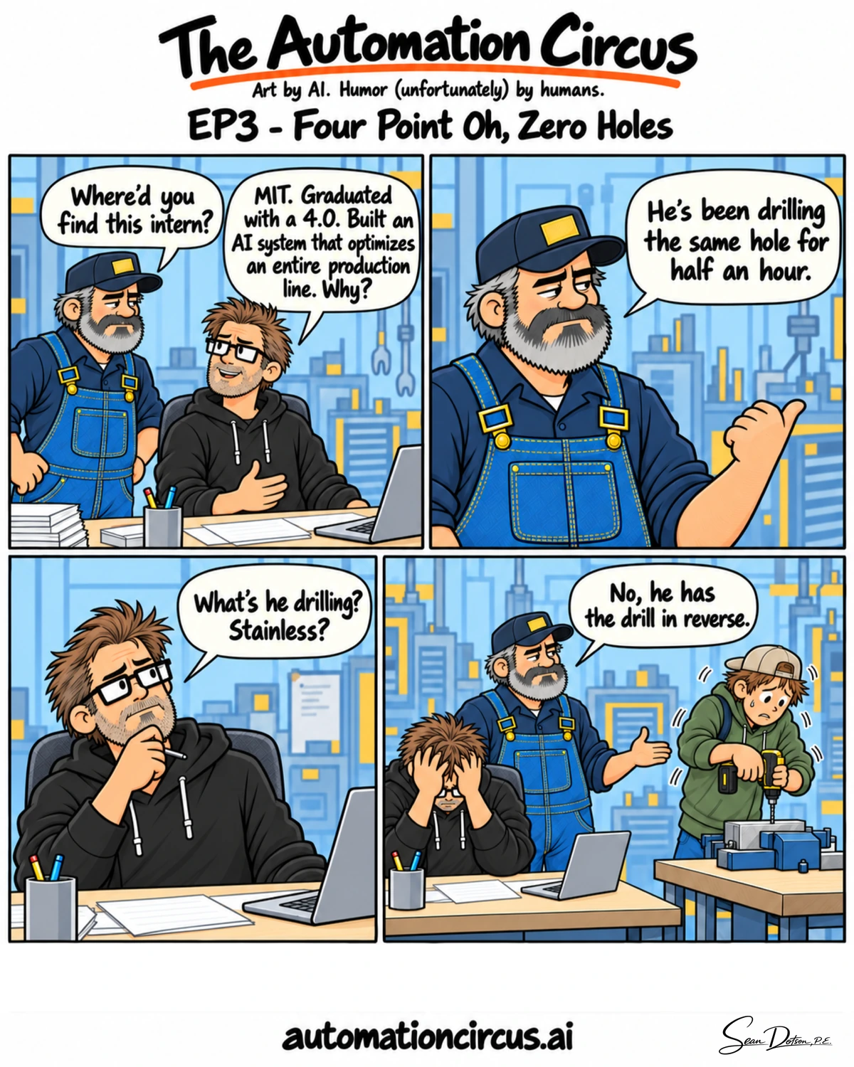 EP03 — Four Point Oh, Zero Holes. Complete four-panel strip.