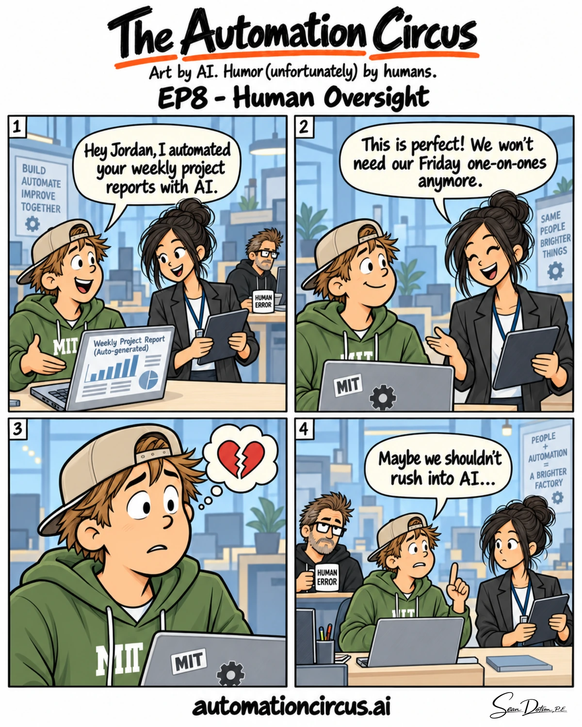 EP08 — Human Oversight. Complete four-panel strip.