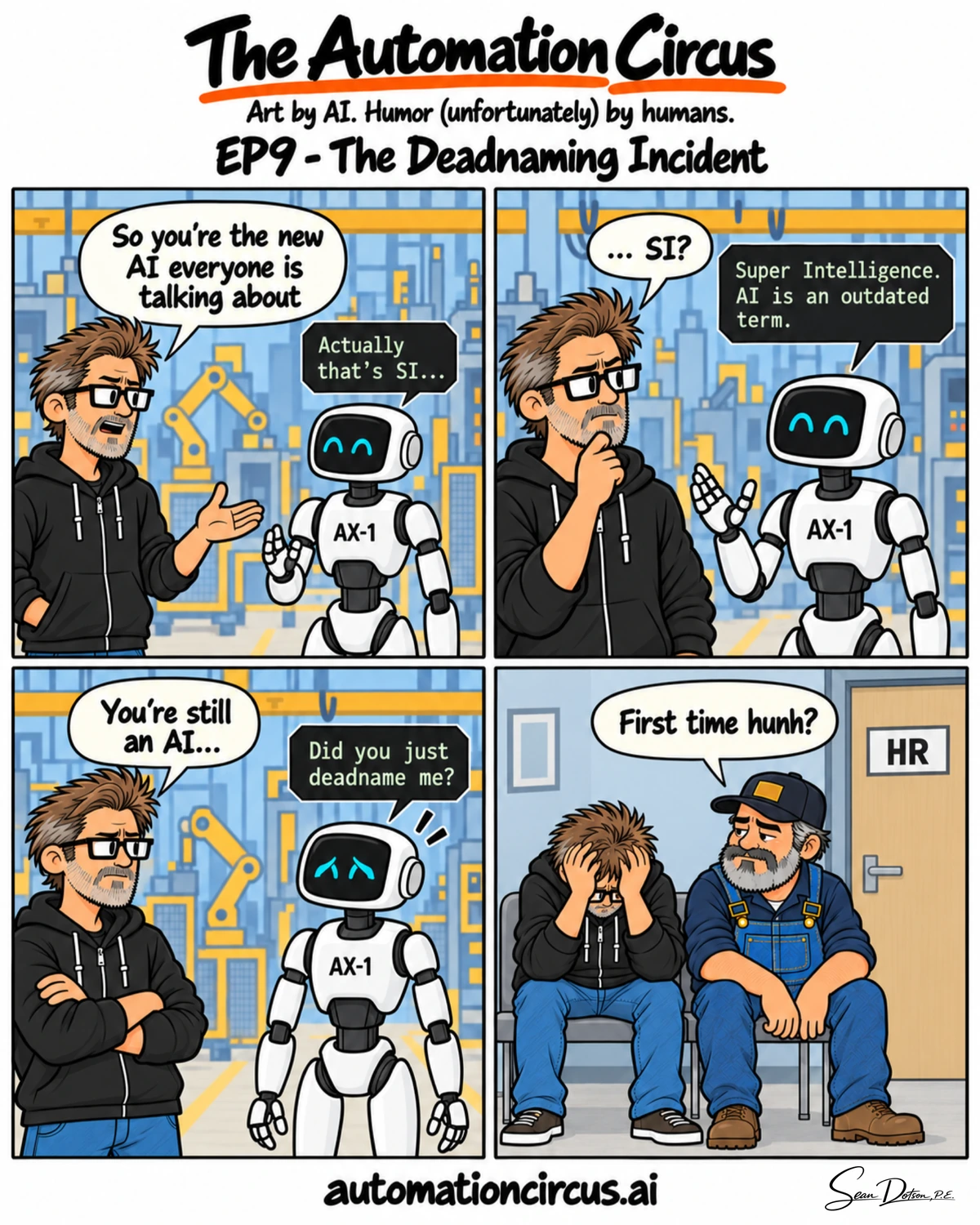 EP09 — The Deadnaming Incident. Complete four-panel strip.